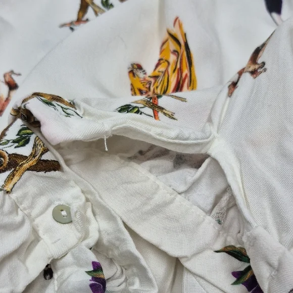 Zara Animal Print Cropped Blouse Top Button Up Medium - Picture 6 of 11